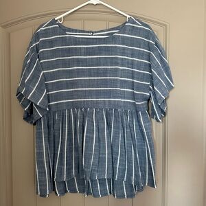 American Eagle Outfitters Blue Ruffled Blouse